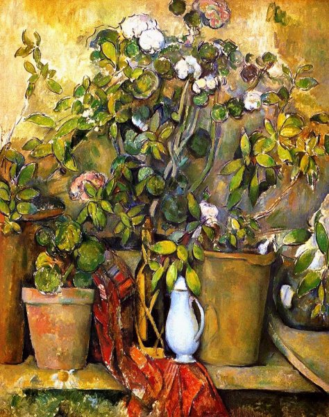 Potted Plants by Paul Cezanne - Hand-Painted Oil Painting Reproduction