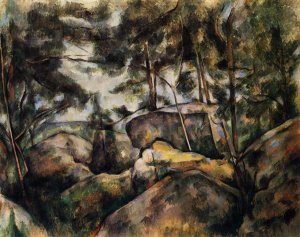 Rocks at Fountainebleau Oil painting by Paul Cezanne