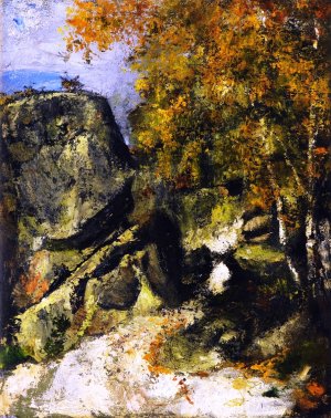 Rocks in the Forest, Fontainebleau by Paul Cezanne Oil Painting