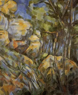 Rocks Near the Caves Above the Chateau Noir by Paul Cezanne - Oil Painting Reproduction