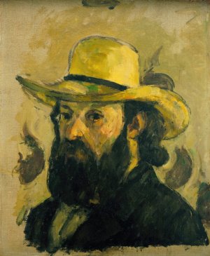 Self-Portrait in a Straw Hat by Paul Cezanne Oil Painting