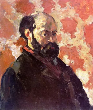 Self-Portrait on a Rose Background by Paul Cezanne - Oil Painting Reproduction