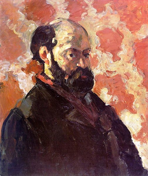 Main Product Photo of Self-Portrait on a Rose Background Painting by Paul Cezanne