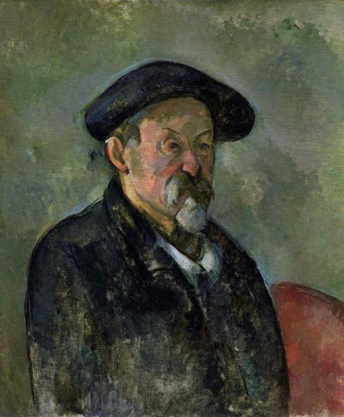 Main Product Photo of Self Portrait with a Beret Painting by Paul Cezanne
