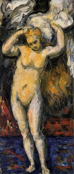 Standing Bather, Drying Her Hair Oil painting by Paul Cezanne