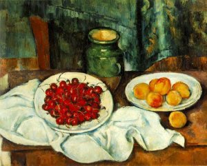 Still Life with a Plate of Cherries by Paul Cezanne Oil Painting