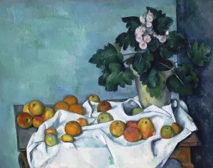Still Life with Apples and a Pot of Primroses by Paul Cezanne Oil Painting