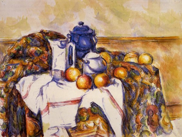Main Product Photo of Still Life with Blue Pot Painting by Paul Cezanne