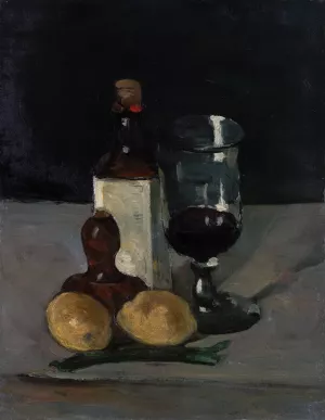Still Life with Bottle, Glass, and Lemons by Paul Cezanne Oil Painting