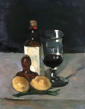 Still Life with Bottles, Glass and Lemons