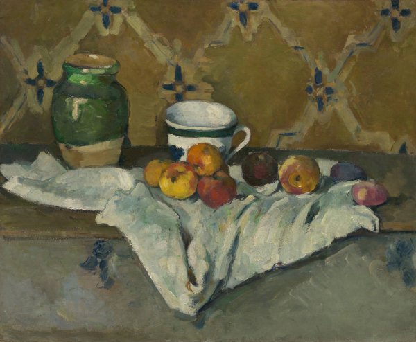 Still Life with Jar, Cup, and Apples  by Paul Cezanne - Hand-Painted Oil Painting Reproduction