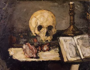 Still Life with Skull and Candlestick by Paul Cezanne - Oil Painting Reproduction