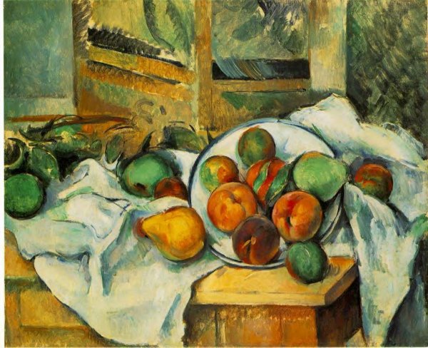 Main Product Photo of Table, Napkin and Fruit Painting by Paul Cezanne