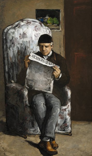 The Artist's Father, Reading L'evenement  by Paul Cezanne - Hand-Painted Oil Painting Reproduction