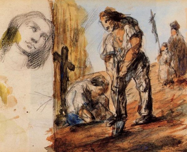Main Product Photo of The Gravediggers Painting by Paul Cezanne