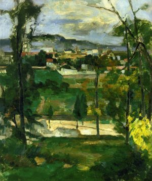 Village Behind Trees, Ile de France by Paul Cezanne Oil Painting