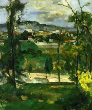Village Behind Trees, Ile de France by Paul Cezanne - Oil Painting Reproduction