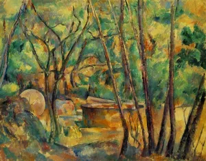 Well, Millstone and Cistern Under Trees by Paul Cezanne - Oil Painting Reproduction
