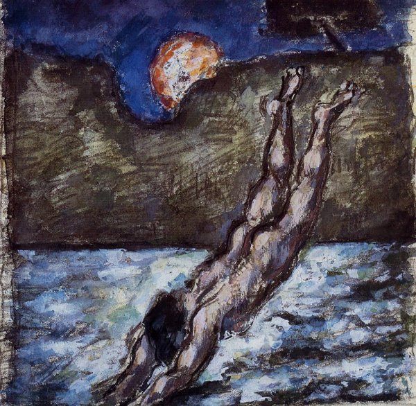 Woman Diving into Water by Paul Cezanne - Hand-Painted Oil Painting Reproduction