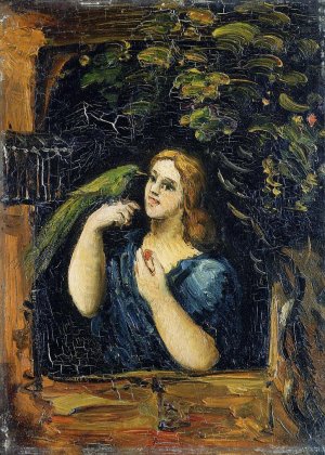 Woman with Parrot by Paul Cezanne Oil Painting