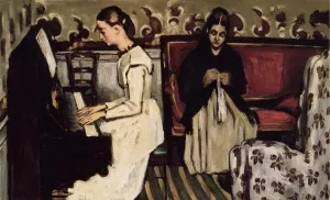 Young Girl at the Piano - Overture to Tannhauser by Paul Cezanne - Oil Painting Reproduction