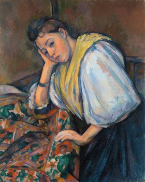 Young Italian Woman at a Table by Paul Cezanne Oil Painting