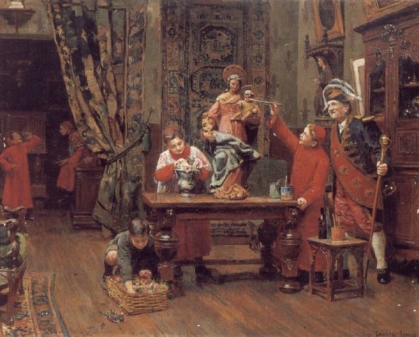 Main Product Photo of Choirboys in the Sacristy Painting by Paul Charles Chocarne-Moreau