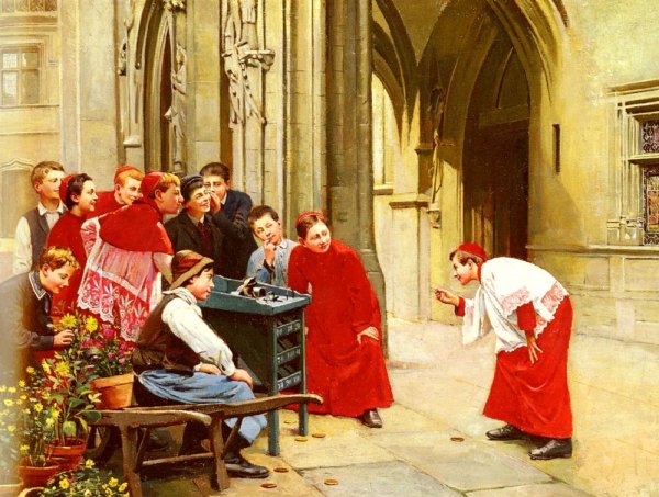 Main Product Photo of Le Jeu De La Grenouille Painting by Paul Charles Chocarne-Moreau