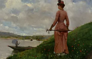 Promenade sur le Bond de LOise painting by Paul Charles Chocarne-Moreau