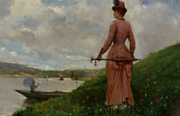 Main Product Photo of Promenade sur le Bond de LOise Painting by Paul Charles Chocarne-Moreau