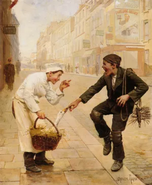 The Unexpected Surprise by Paul Charles Chocarne-Moreau Oil Painting