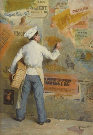 Young baker demonstrating his political opinions by Paul Charles Chocarne-Moreau Oil Painting