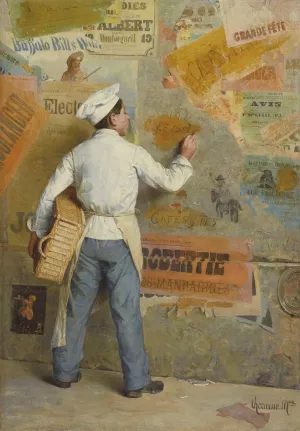 Young baker demonstrating his political opinions by Paul Charles Chocarne-Moreau Oil Painting