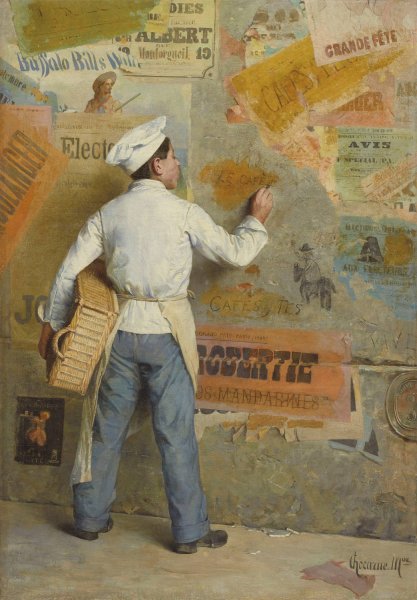 Main Product Photo of Young baker demonstrating his political opinions  Painting by Paul Charles Chocarne-Moreau