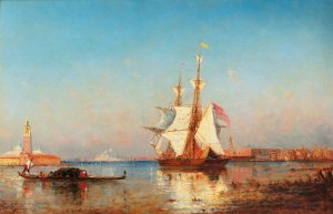 Sailing Boats, Venice Beyond by Paul-Charles-Emmanuel Gallard-Lepinay Oil Painting