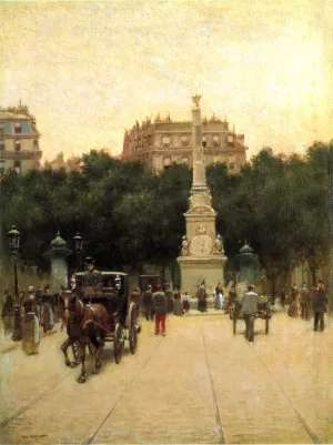 A Boulevard in Paris Oil painting by Paul Cornoyer