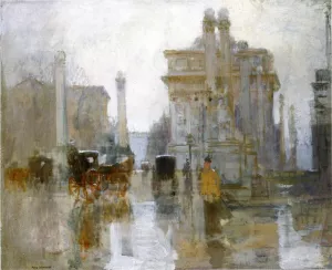 After the Rain, the Dewey Arch, Madison Square Park by Paul Cornoyer - Oil Painting Reproduction