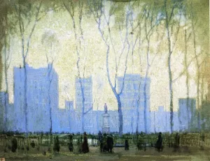 Bryant Park painting by Paul Cornoyer