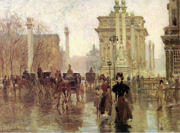 Dewey's Arch by Paul Cornoyer - Hand-Painted Oil Painting Reproduction