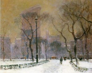 Flat Iron Building by Paul Cornoyer Oil Painting