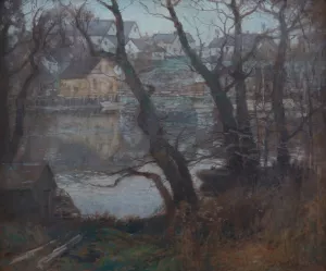 Landscape of New England Town by Paul Cornoyer Oil Painting