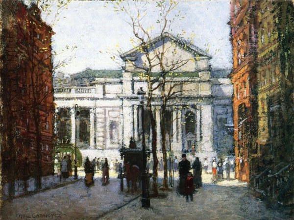 The New York Library by Paul Cornoyer - Hand-Painted Oil Painting Reproduction