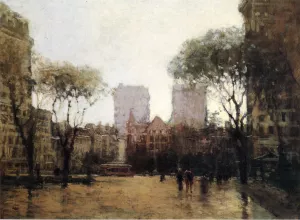 The Plaza at 59th Street by Paul Cornoyer Oil Painting