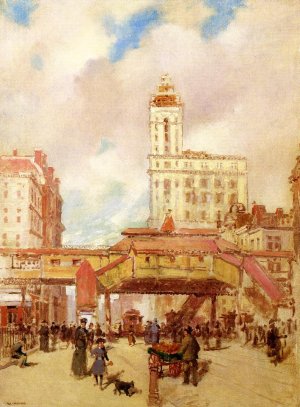 The Third Avenue El by Paul Cornoyer Oil Painting