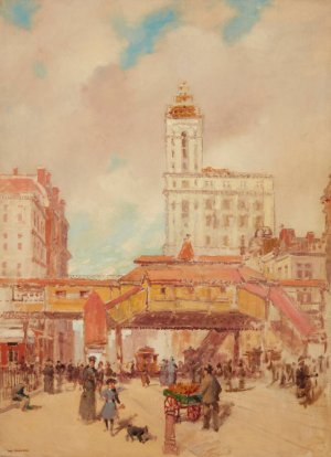 Third Avenue, New York Oil painting by Paul Cornoyer