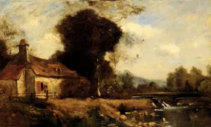 A Cottage By A Stream by Paul-Desire Trouillebert - Oil Painting Reproduction