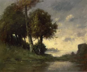 Banks of the Marne, Near Angers Oil painting by Paul-Desire Trouillebert