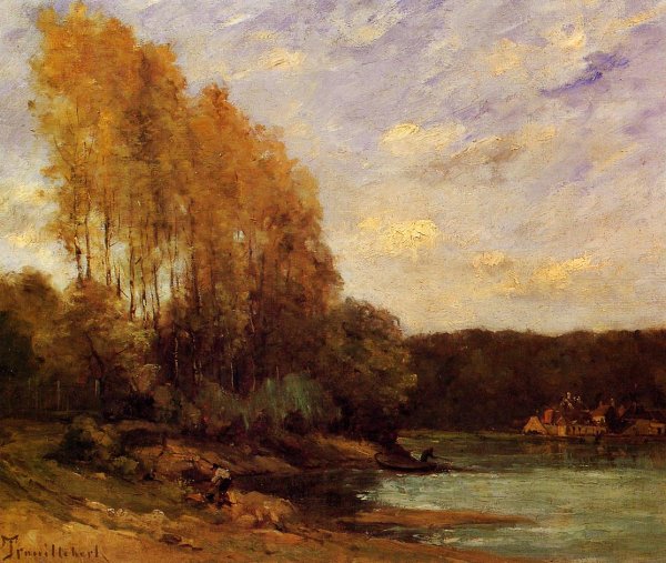 Main Product Photo of Early Autumn on a Lake Painting by Paul-Desire Trouillebert