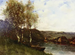 Fisherman at the River's Edge by Paul-Desire Trouillebert Oil Painting