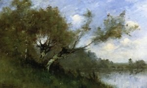 Fishermen by the Banks of the River by Paul-Desire Trouillebert Oil Painting